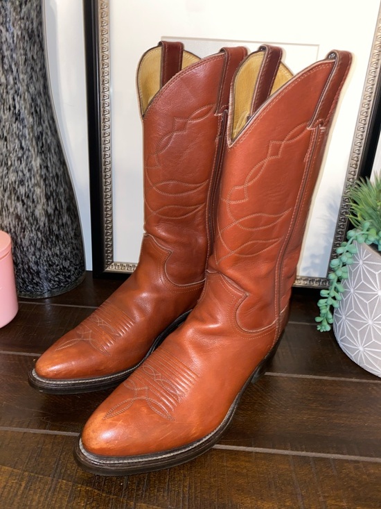 Vintage Justin Boots Brown Leather Western Cowboy Boots Size 8.5B Made In USA - Picture 15 of 15